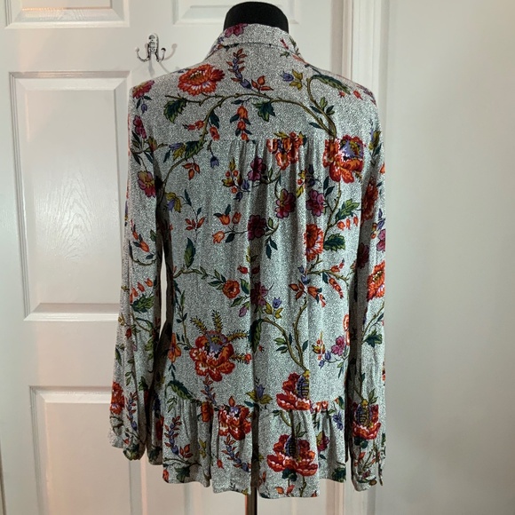 Anthropologie Mauve Janie Floral Peasant Boho Top Size 8 - Picture 5 of 9